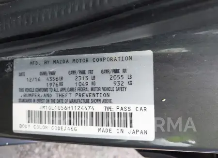 MAZDA MAZDA6 2017 vin JM1GL1U56H1124474 from auto auction Iaai