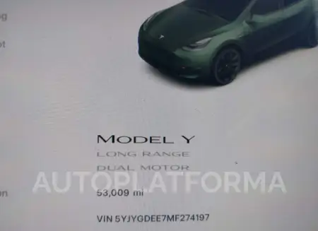 TESLA MODEL Y 2021 vin 5YJYGDEE7MF274197 from auto auction Iaai