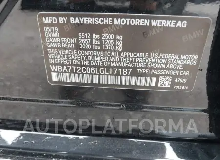 BMW 740I 2020 vin WBA7T2C06LGL17187 from auto auction Iaai