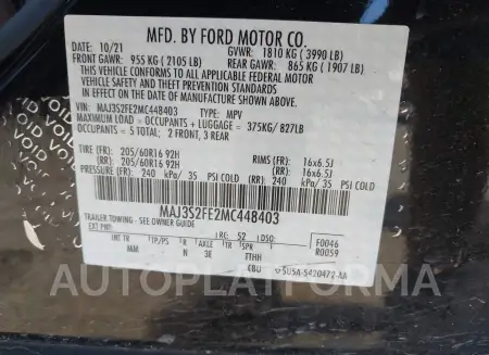 FORD ECOSPORT 2021 vin MAJ3S2FE2MC448403 from auto auction Iaai