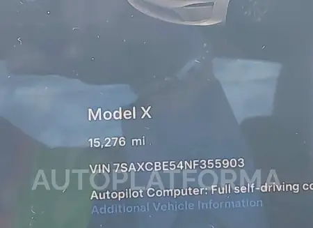 TESLA MODEL X 2022 vin 7SAXCBE54NF355903 from auto auction Iaai