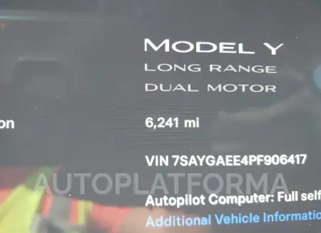 TESLA MODEL Y 2023 vin 7SAYGAEE4PF906417 from auto auction Iaai