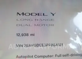 TESLA MODEL Y 2023 vin 7SAYGDEE3PF964181 from auto auction Iaai