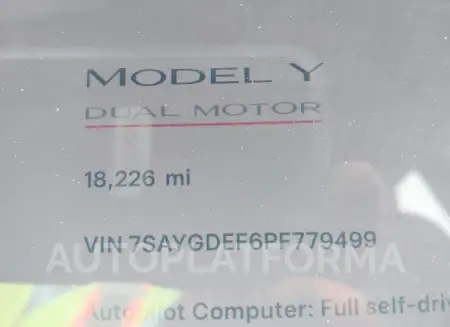 TESLA MODEL Y 2023 vin 7SAYGDEF6PF779499 from auto auction Iaai