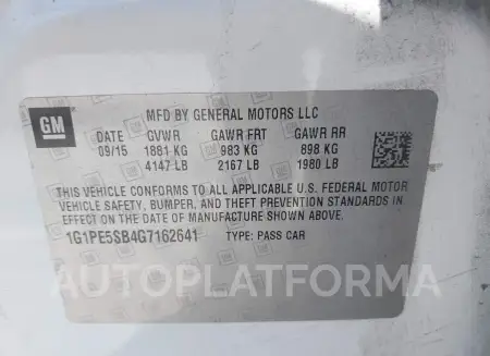 CHEVROLET CRUZE LIMITED 2016 vin 1G1PE5SB4G7162641 from auto auction Iaai