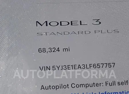 TESLA MODEL 3 2020 vin 5YJ3E1EA3LF657757 from auto auction Iaai