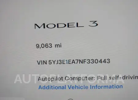 TESLA MODEL 3 2022 vin 5YJ3E1EA7NF330443 from auto auction Iaai