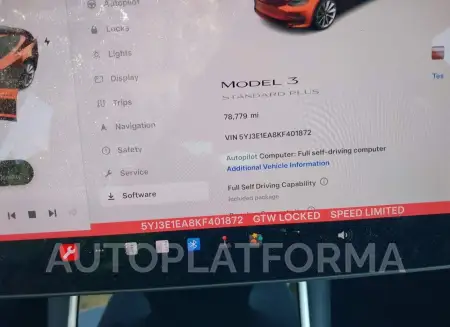 TESLA MODEL 3 2019 vin 5YJ3E1EA8KF401872 from auto auction Iaai