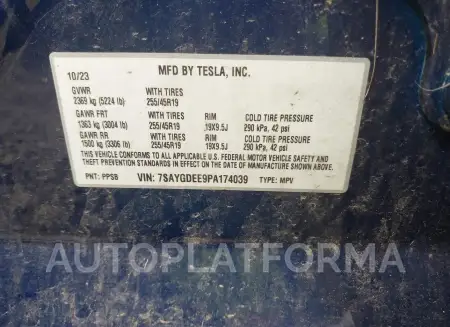 TESLA MODEL Y 2023 vin 7SAYGDEE9PA174039 from auto auction Iaai