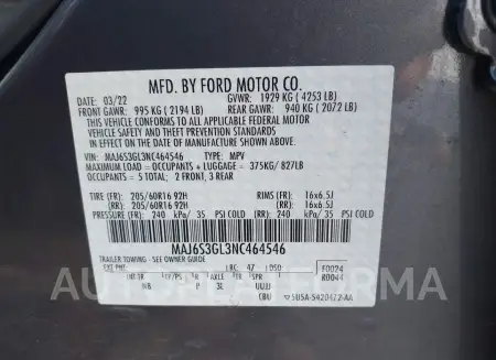 FORD ECOSPORT 2022 vin MAJ6S3GL3NC464546 from auto auction Iaai