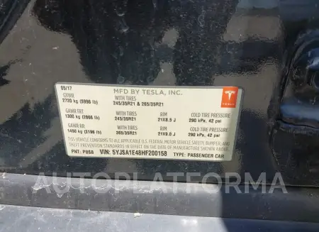 TESLA MODEL S 2017 vin 5YJSA1E48HF200158 from auto auction Iaai