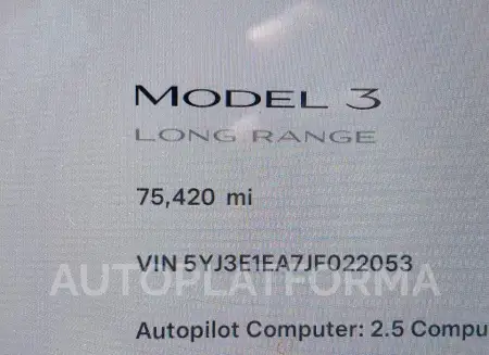 TESLA MODEL 3 2018 vin 5YJ3E1EA7JF022053 from auto auction Iaai