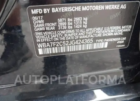 BMW ALPINA B7 2018 vin WBA7F2C52JG424365 from auto auction Iaai