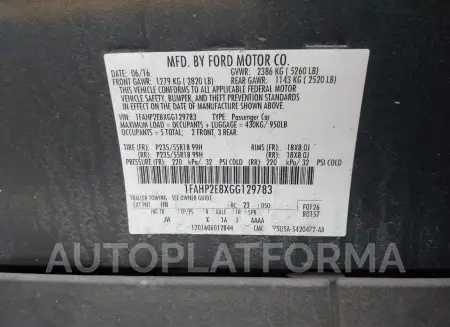 FORD TAURUS 2016 vin 1FAHP2E8XGG129783 from auto auction Iaai