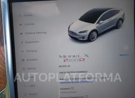 TESLA MODEL X 2018 vin 5YJXCBE43JF086937 from auto auction Iaai