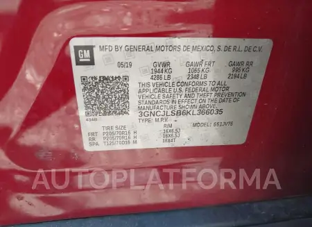 CHEVROLET TRAX 2019 vin 3GNCJLSB6KL366035 from auto auction Iaai