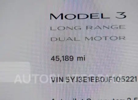 TESLA MODEL 3 2018 vin 5YJ3E1EB0JF105221 from auto auction Iaai