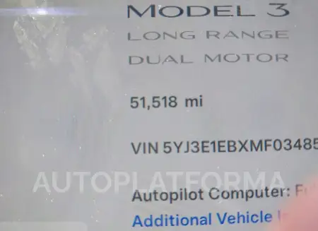 TESLA MODEL 3 2021 vin 5YJ3E1EBXMF034856 from auto auction Iaai