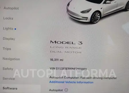 TESLA MODEL 3 2022 vin 5YJ3E1EB6NF210089 from auto auction Iaai