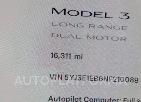 TESLA MODEL 3 2022 vin 5YJ3E1EB6NF210089 from auto auction Iaai