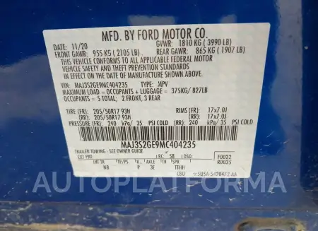 FORD ECOSPORT 2021 vin MAJ3S2GE9MC404235 from auto auction Iaai