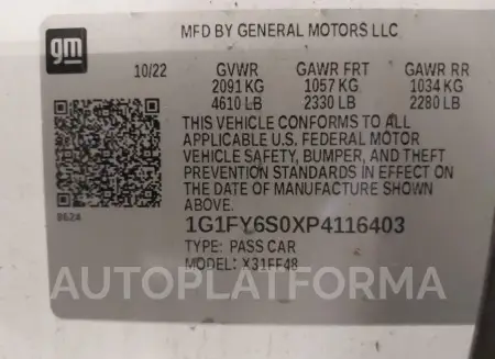 CHEVROLET BOLT EUV 2023 vin 1G1FY6S0XP4116403 from auto auction Iaai