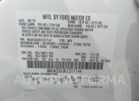 FORD ECOSPORT 2020 vin MAJ6S3JL8LC317144 from auto auction Iaai