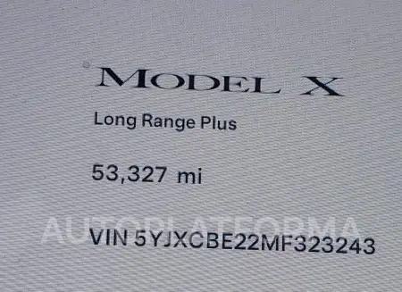 TESLA MODEL X 2021 vin 5YJXCBE22MF323243 from auto auction Iaai