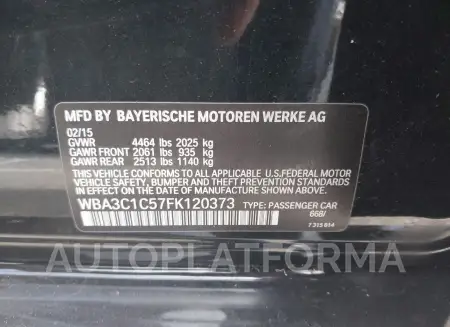 BMW 328I  2015 vin WBA3C1C57FK120373 from auto auction Iaai