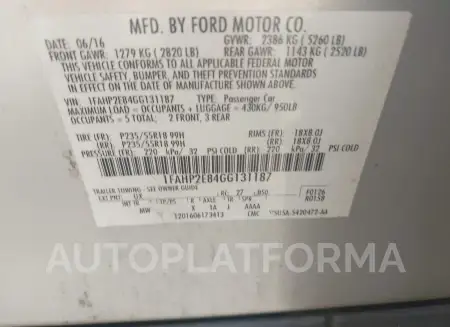 FORD TAURUS 2016 vin 1FAHP2E84GG131187 from auto auction Iaai