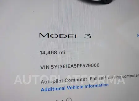 TESLA MODEL 3 2023 vin 5YJ3E1EA5PF579066 from auto auction Iaai