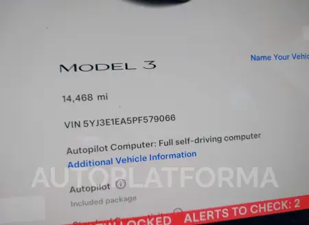 TESLA MODEL 3 2023 vin 5YJ3E1EA5PF579066 from auto auction Iaai