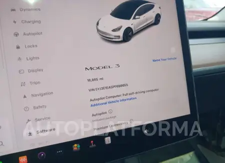 TESLA MODEL 3 2023 vin 5YJ3E1EA5PF698655 from auto auction Iaai