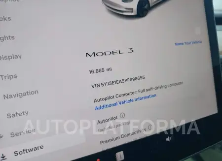 TESLA MODEL 3 2023 vin 5YJ3E1EA5PF698655 from auto auction Iaai