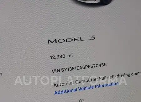 TESLA MODEL 3 2023 vin 5YJ3E1EA6PF570456 from auto auction Iaai