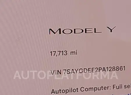 TESLA MODEL Y 2023 vin 7SAYGDEE2PA128861 from auto auction Iaai