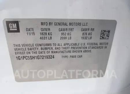 CHEVROLET CRUZE LIMITED 2016 vin 1G1PC5SH1G7219324 from auto auction Iaai