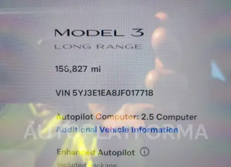 TESLA MODEL 3 2018 vin 5YJ3E1EA8JF017718 from auto auction Iaai