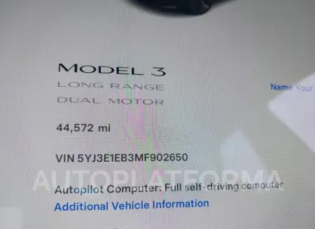 TESLA MODEL 3 2021 vin 5YJ3E1EB3MF902650 from auto auction Iaai