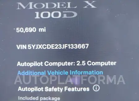 TESLA MODEL X 2018 vin 5YJXCDE23JF133667 from auto auction Iaai