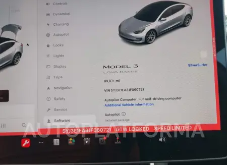 TESLA MODEL 3 2018 vin 5YJ3E1EA3JF060721 from auto auction Iaai