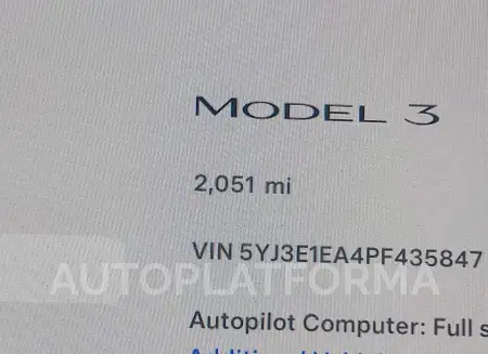 TESLA MODEL 3 2023 vin 5YJ3E1EA4PF435847 from auto auction Iaai