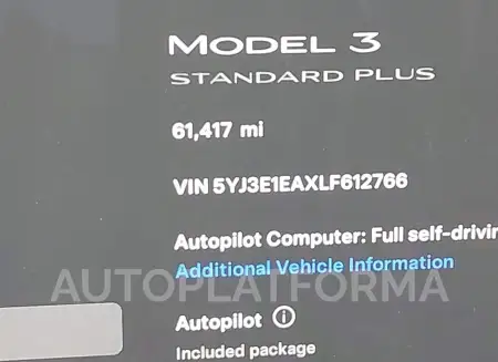 TESLA MODEL 3 2020 vin 5YJ3E1EAXLF612766 from auto auction Iaai