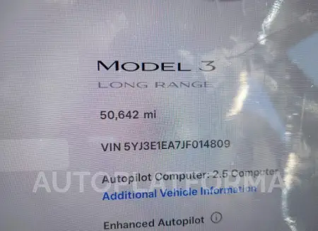 TESLA MODEL 3 2018 vin 5YJ3E1EA7JF014809 from auto auction Iaai