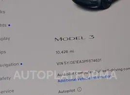 TESLA MODEL 3 2023 vin 5YJ3E1EA3PF674631 from auto auction Iaai