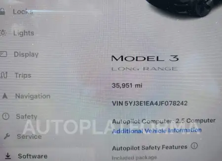 TESLA MODEL 3 2018 vin 5YJ3E1EA4JF078242 from auto auction Iaai