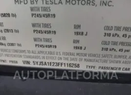 TESLA MODEL S 2015 vin 5YJSA1E23FF116258 from auto auction Iaai