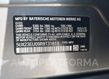 BMW X5 2024 vin 5UX23EU09R9T31819 from auto auction Iaai