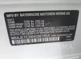 BMW 540I 2017 vin WBAJE7C3XHG887854 from auto auction Iaai