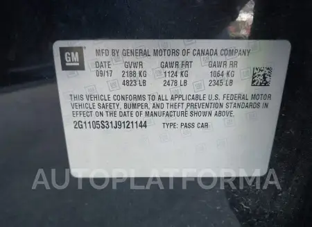 CHEVROLET IMPALA 2018 vin 2G1105S31J9121144 from auto auction Iaai